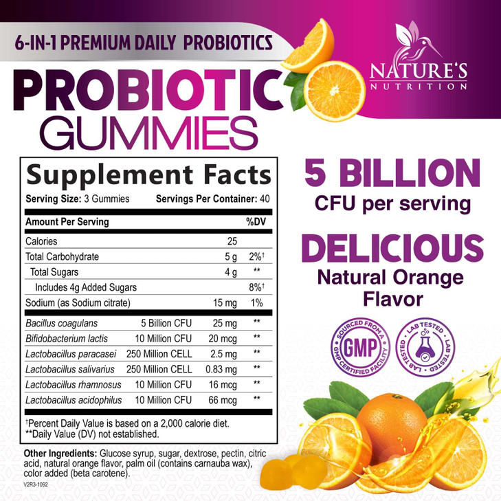 Probiotics for Digestive Health Gummies 5 Billion CFU