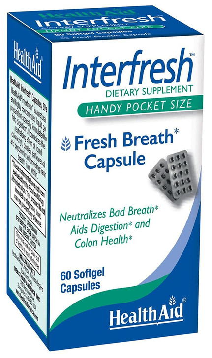 HealthAid Interfresh, 60 Soft Gel Capsules, Twice Daily, Fights Bad Breath