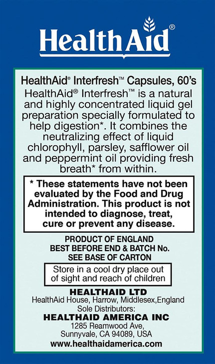 HealthAid Interfresh, 60 Soft Gel Capsules, Twice Daily, Fights Bad Breath
