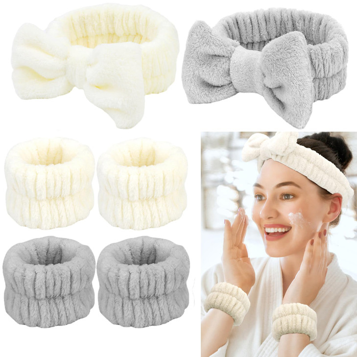 Canitor Spa Headband Wristband Set Skincare Headband for Washing Face Makeup Headband Wrist Bands Wrist Towels Preppy Teen Girl Gifts Trendy Stuff Ma