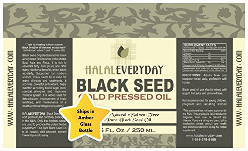 Pure and Cold Pressed Black Seed Oil - 8 oz Glass Bottle