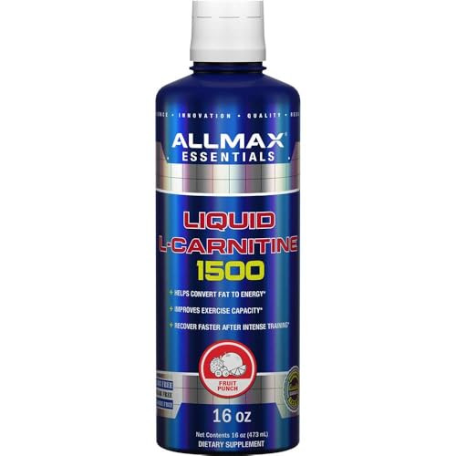 AllMax Nutrition Liquid L-Carnitine 1500 Miligrams, Fruit Punch, 16 oz (473 ml)