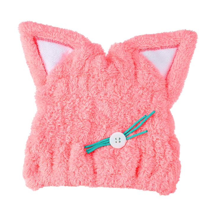 VOCOSTE Cat Shape Cute Hair Drying Towel Dry Cap, Towel Cap Quick Drying, Lightweight Strong Absorbent, for After Bath Drying Hair, Pink