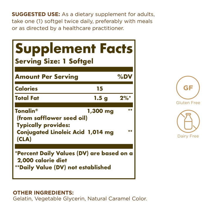 Solgar Tonalin CLA 1300 mg - 60 Softgels - Conjugated Linoleic Acid
