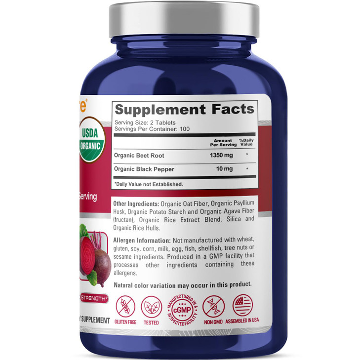 NusaPure Beet Root 1,350 mg 200 Organic Tablets (Vegetarian, USDA, Non-GMO &