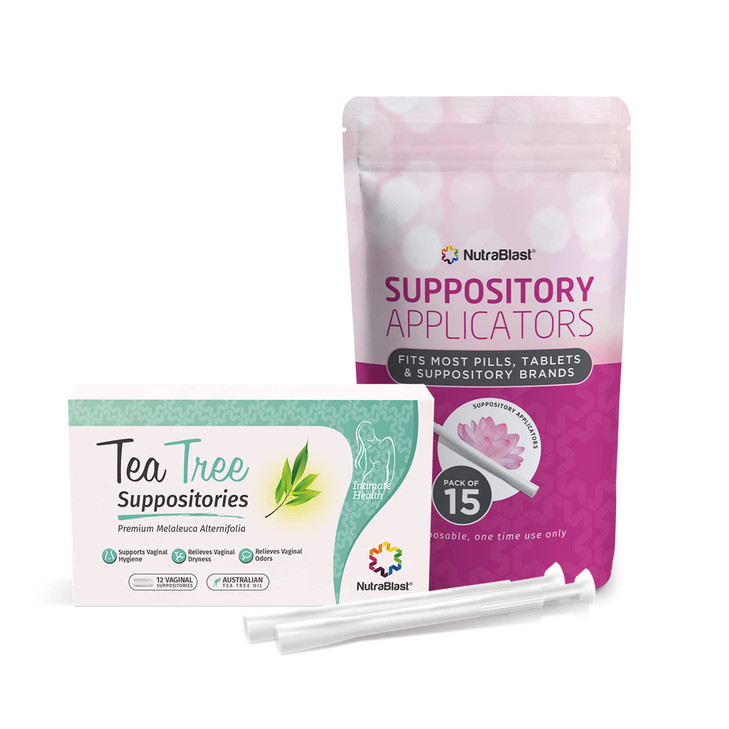 NutraBlast Tea Tree Oil Suppositories Bundle with Applicators (12 Suppositories