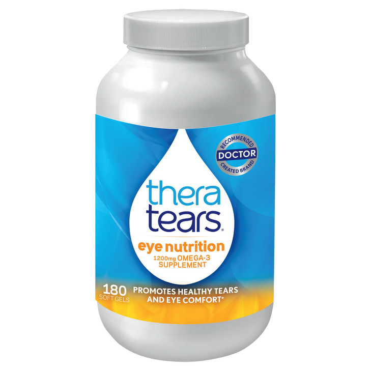 TheraTears Omega 3 Supplement for Eye Care, 1200mg Fish Oil and Organic Flaxseed