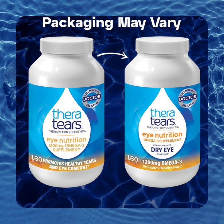 TheraTears Omega 3 Supplement for Eye Care, 1200mg Fish Oil and Organic Flaxseed