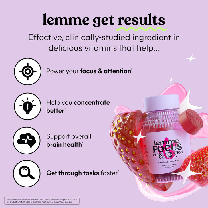 Lemme Focus Concentration & Brain Health Gummies with Cognizin Citicoline