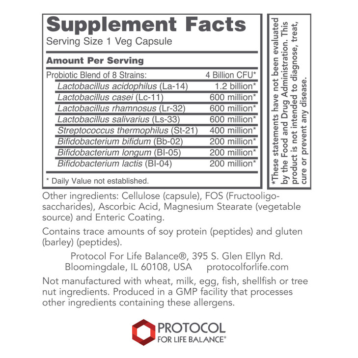 Protocol for Life Balance Ortho Dophilus 8 Strains 4 Billion- 60 Vegetarian