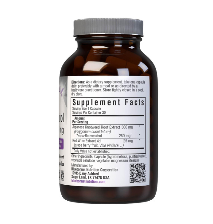 Bluebonnet Nutrition Beautiful Ally Resveratrol 250 mg, Protect Skin Integrity*