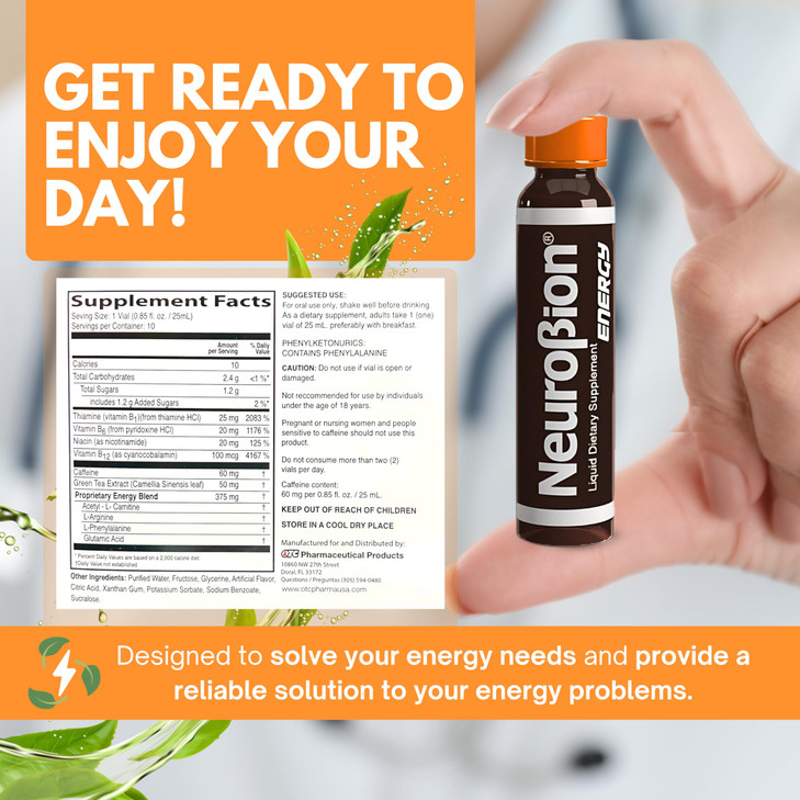 Neurobion Energy Liquid Dietary Supplement Multivitamins + Enegy Blend 10 vials