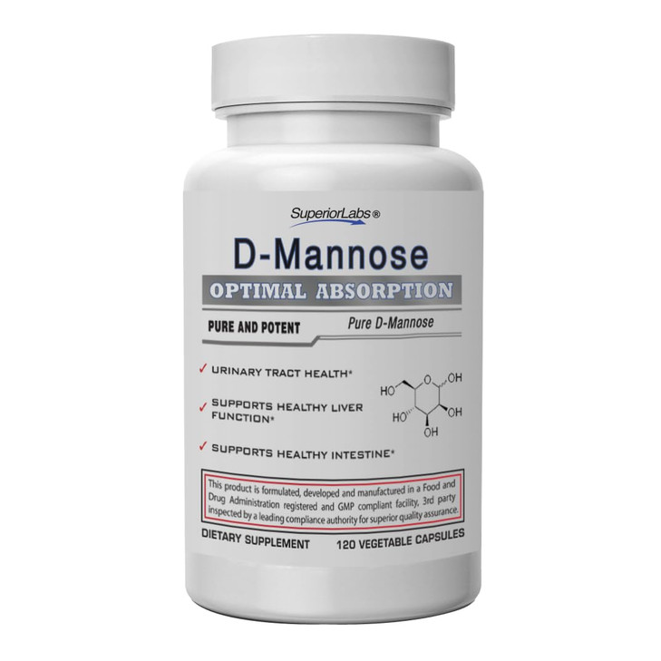 Superior Labs D-Mannose 500 mg, Pure Non-GMO Optimal Absorption Prebiotic