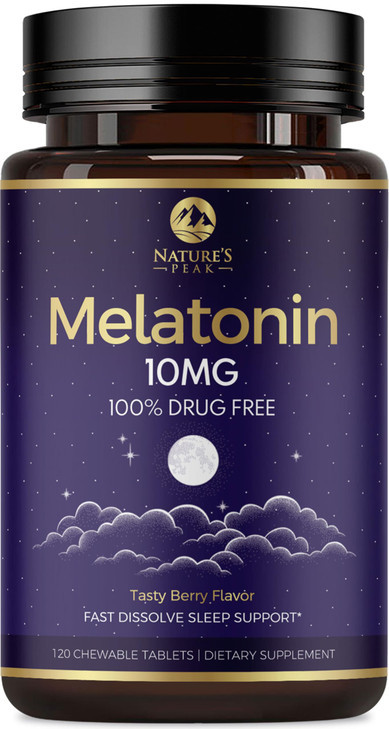 Melatonin 10mg - Fast Dissolve Sleep Support Supplements for Adults - Extra Strength 10 mg Melatonin Tablets for Restful Sleep Support, Strawberry Fl