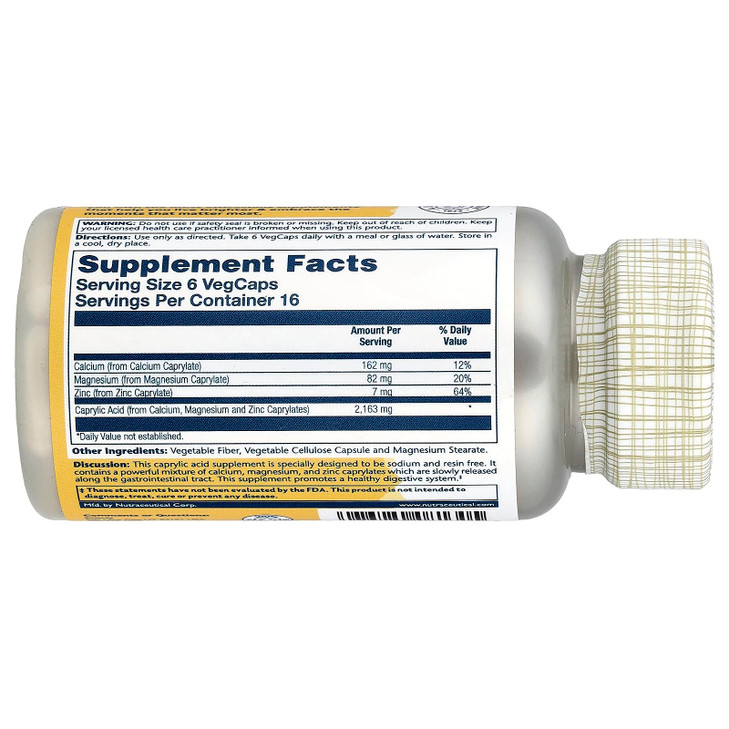 Solaray - Capryl Sodium-Free Resin-Free - 100 Vegetarian Capsules