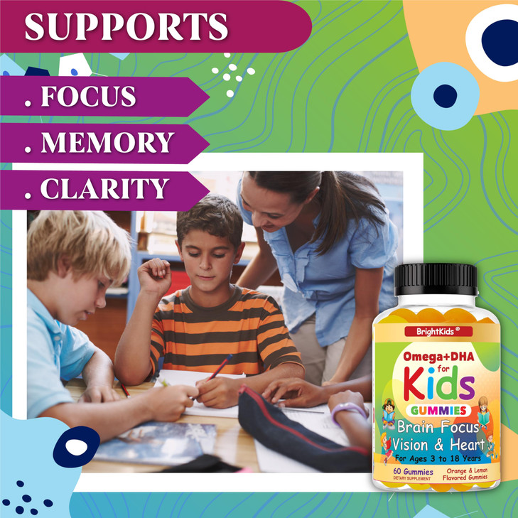 BrightKids Omega 3 Focus Gummies for Kids & Teens