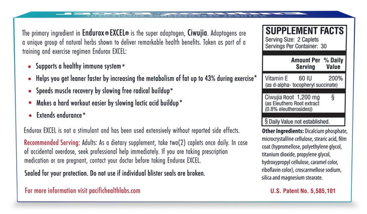 Pacific Health Endurox Excel Natural Performance Supplement, Increases