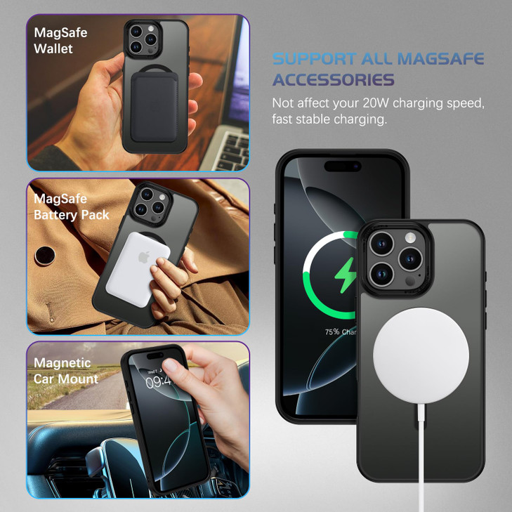 DOMAVER for iPhone 16 Pro Max Case [Compatible with Mag Safe], Translucent Matte Phone Case for iPhone 16 Pro Max with Magnetic Slim Fit Shockproof P