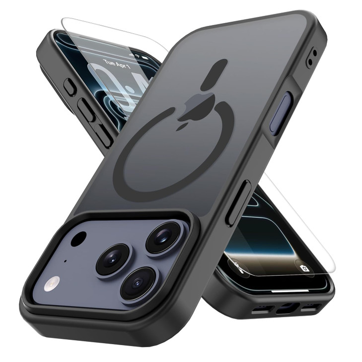 PinLiSheng Magnetic for iPhone 17 Pro Max Case with 1 Screen Protector [Mil-Grade Drop Protection] [Compatible with Magsafe] Shockproof Slim Transluc