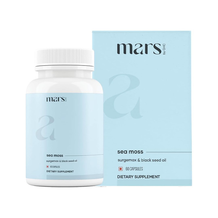 Mars Sea Moss Caps Surge Natural (60N) - Packed with 84 Essential Minerals