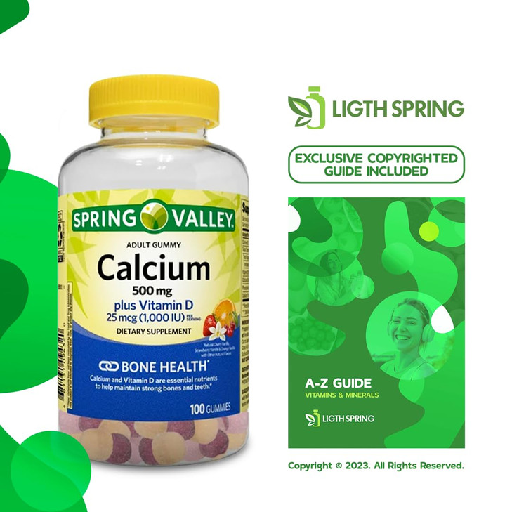 Calcium Plus Vitamin D, Adult Gummies, 500 mcg, 1000 IU, Assorted Flavors, 100
