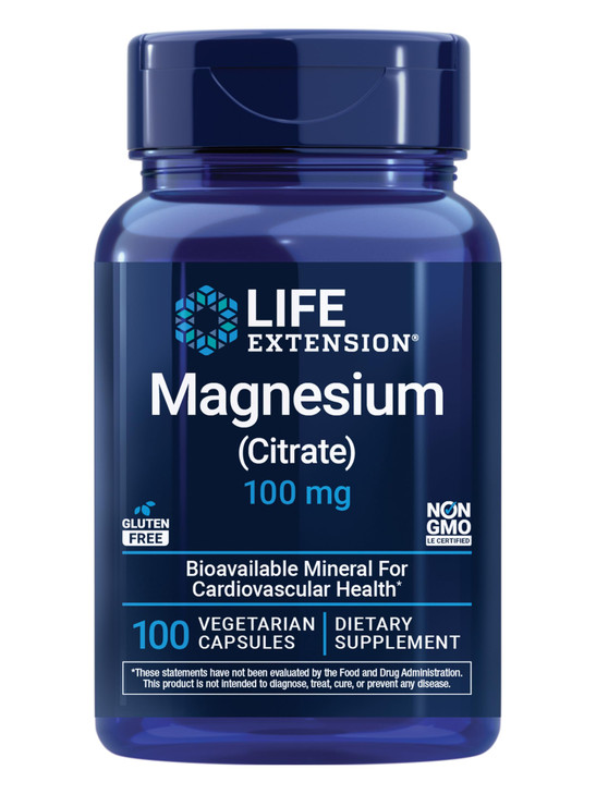 Life Extension Magnesium Citrate 100 mg Vegetarian Capsules, Blue, 100 Count