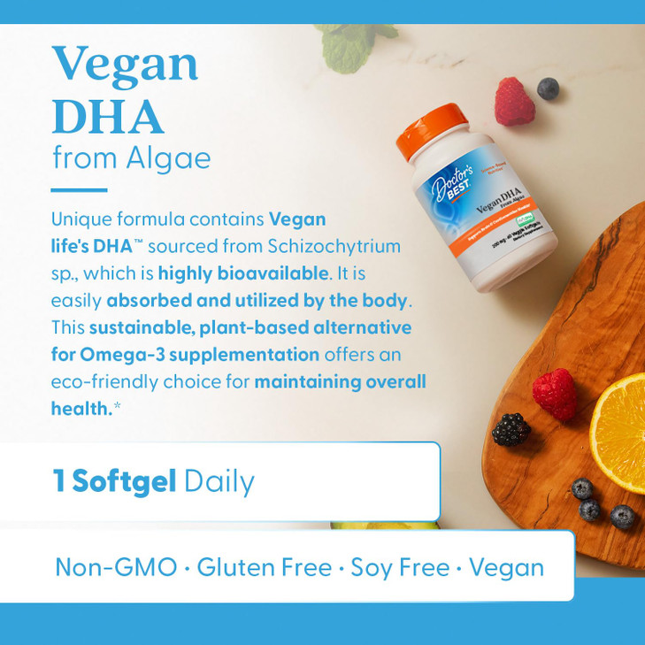 Doctors Best Vegan DHA from Algae, Supports Brain & Cardiovascular Health