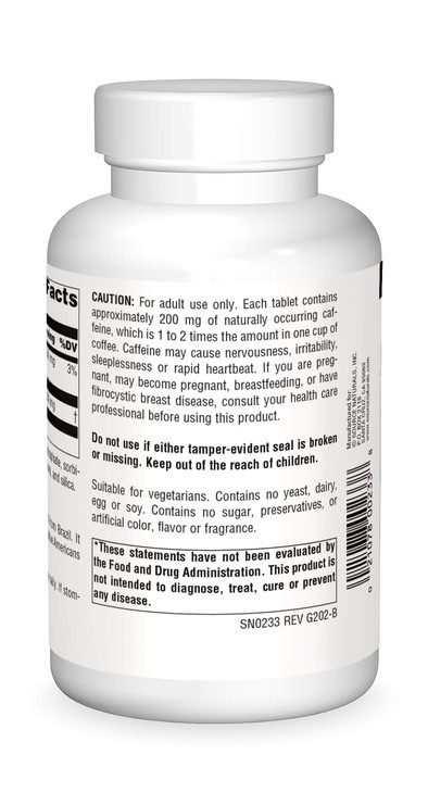 Source Naturals Guarana Energizer 900 mg Caffiene and Energy - 200 Tablets