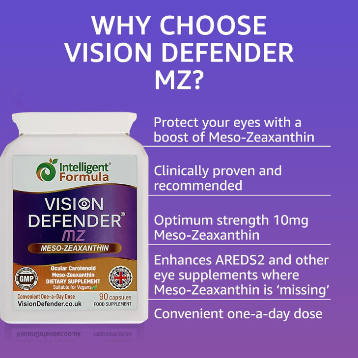 Vision Defender Meso Zeaxanthin Vegan Eye Supplement MZ- Protect and Improve