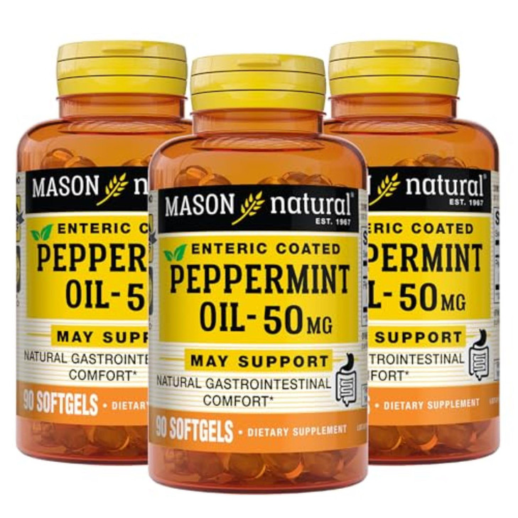 MASON NATURAL Peppermint Oil 50 mg Enteric Coated Supplement, 270 Day Supply