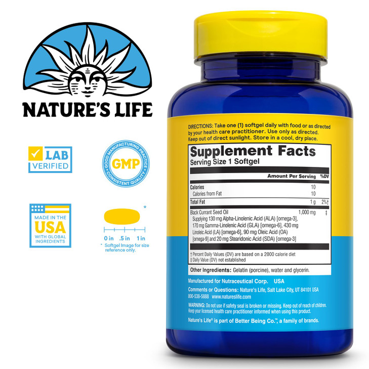 NATURE'S LIFE Black Currant Seed Oil 1000mg