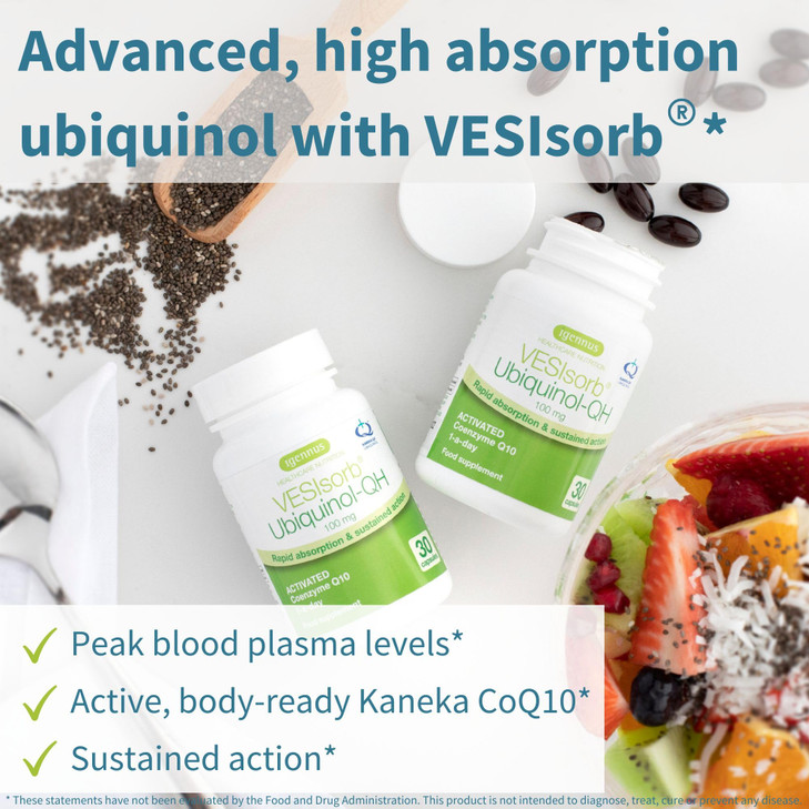 Igennus Advanced VESIsorb Ubiquinol 100mg 30 Softgels, 600% Bioavailability