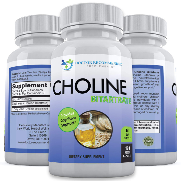 Premium Choline - 500 mg - 120 Veggie Capsules