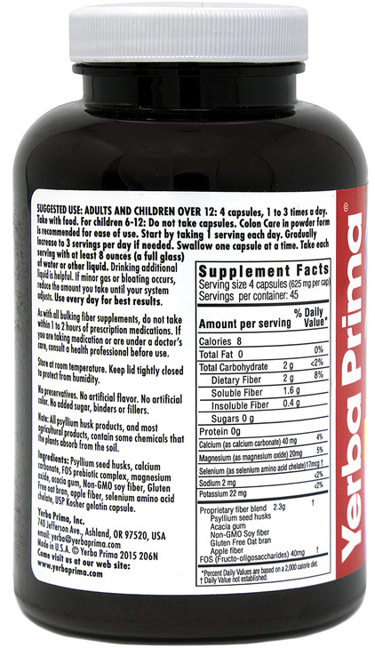 Yerba Prima Prebiotic Colon Care Capsules