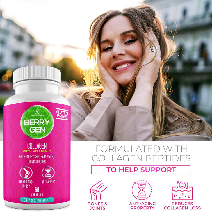 Berry Gen Restore Collagen Peptides Supplement with Vitamin C, Biotin