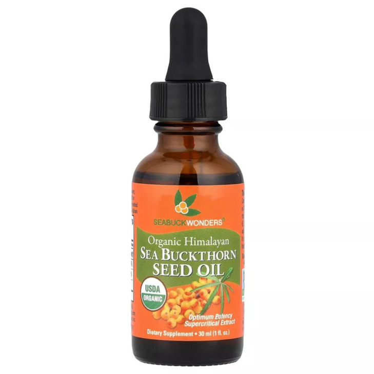 SEABUCKWONDERS Organic Sea Buckthorn Seed Oil, 1 Fl Oz, 30 Servings, with Omega