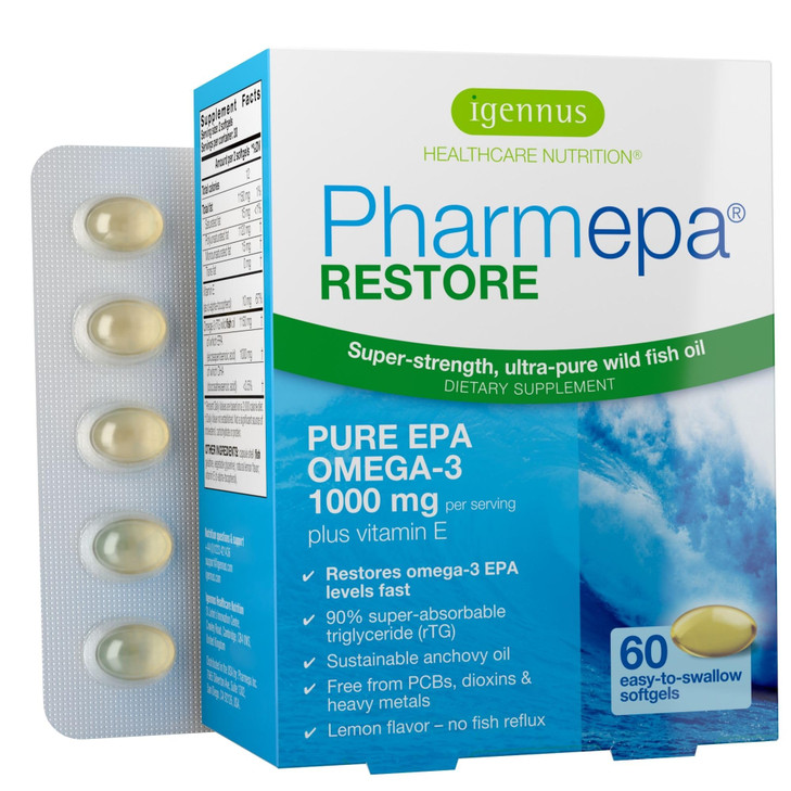 Igennus Pharmepa Restore, Pure EPA 1000mg, Omega 3 rTG Fish Oil, IFOS Certified