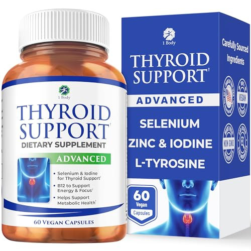 1 Body Thyroid Support Supplement for Women and Men, Selenium with Iodine, Zinc