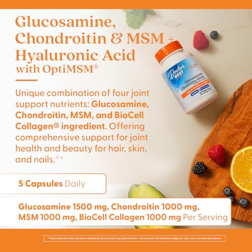 Doctor's Best Glucosamine Chondroitin MSM + Hyaluronic Acid with OptiMSM