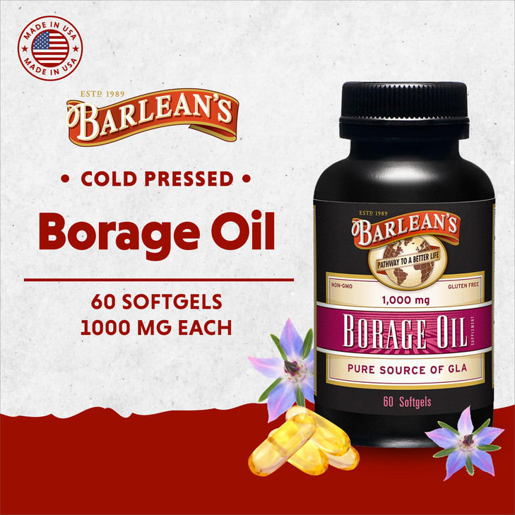 Barlean's Borage Oil Supplements, Cold Pressed Pure Borage Seed Oil Supplement