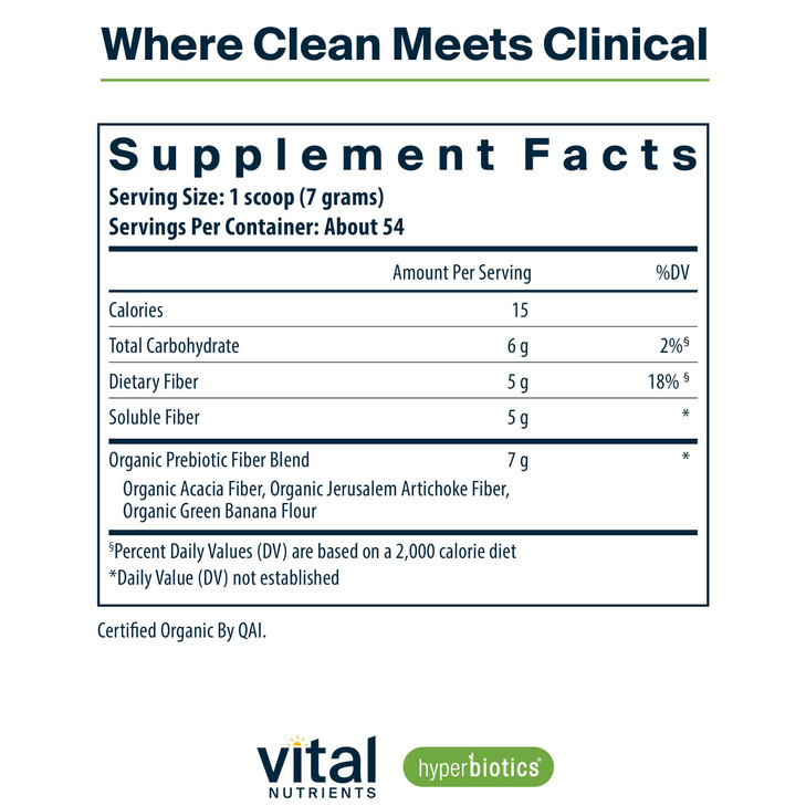 Hyperbiotics Vital Nutrients Organic Prebiotic Fiber Powder