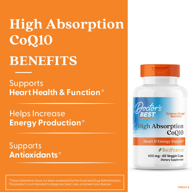 Doctor's BEST High Absorption CoQ10, Heart & Energy Support, USP Verified