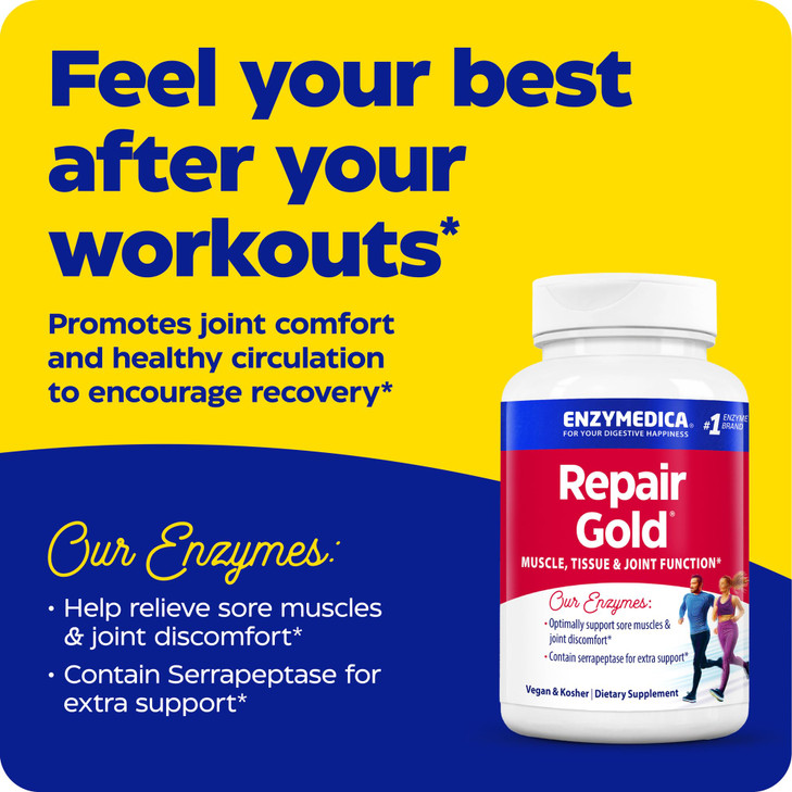 Enzymedica, Repair Gold, Proteolytic Enzymes, Joint Support Supplement, Promotes