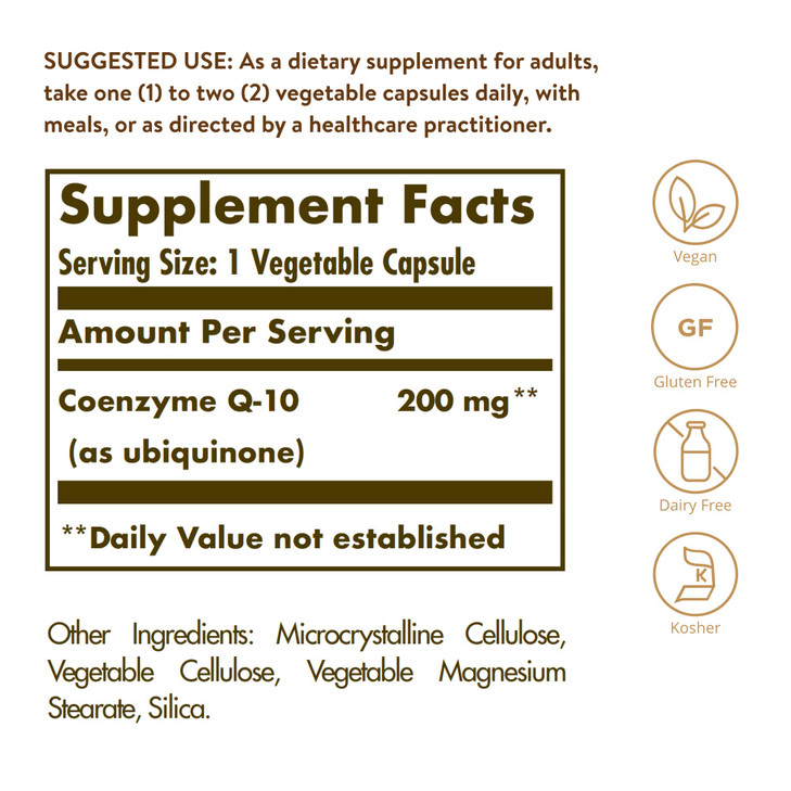 Solgar Vegetarian CoQ-10 200 mg, 60 Vegetable Capsules