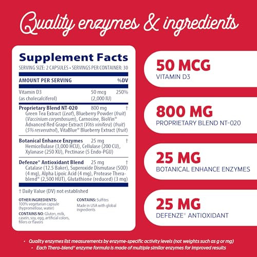 Enzymedica, Stem XCell, Enzyme and Antioxidant Support for Brain and Cellular