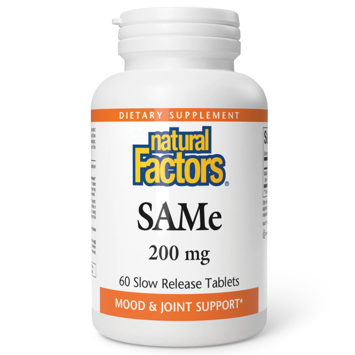 Natural Factors, SAMe 200 mg, Helps Elevate Mood and Improve Joint Health, 60