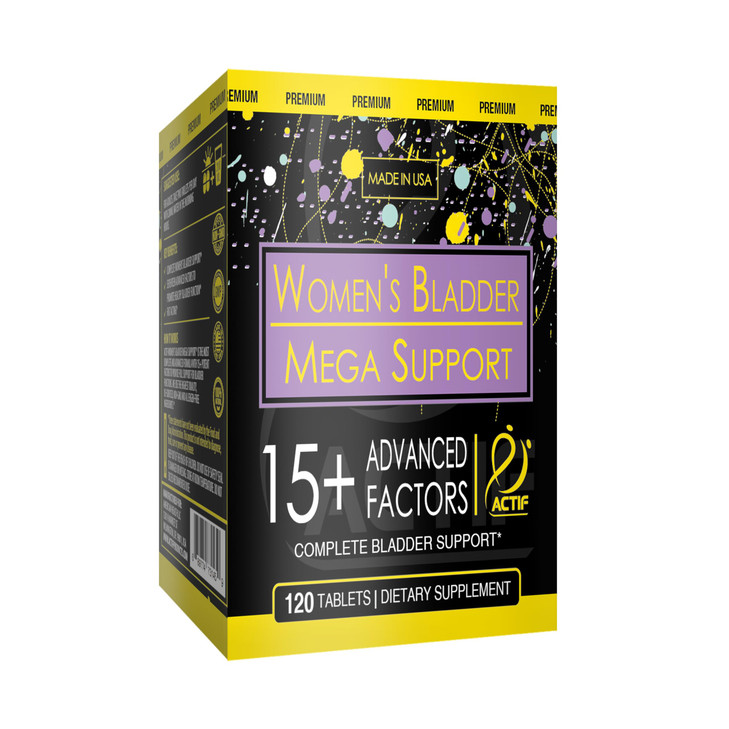 Actif Women's Bladder Mega Support with 15+ Factors, Non-GMO, for Bladder