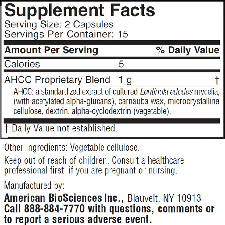 American BioSciences ImmPower AHCC Supplement, Vegetarian Capsules, Enhanced