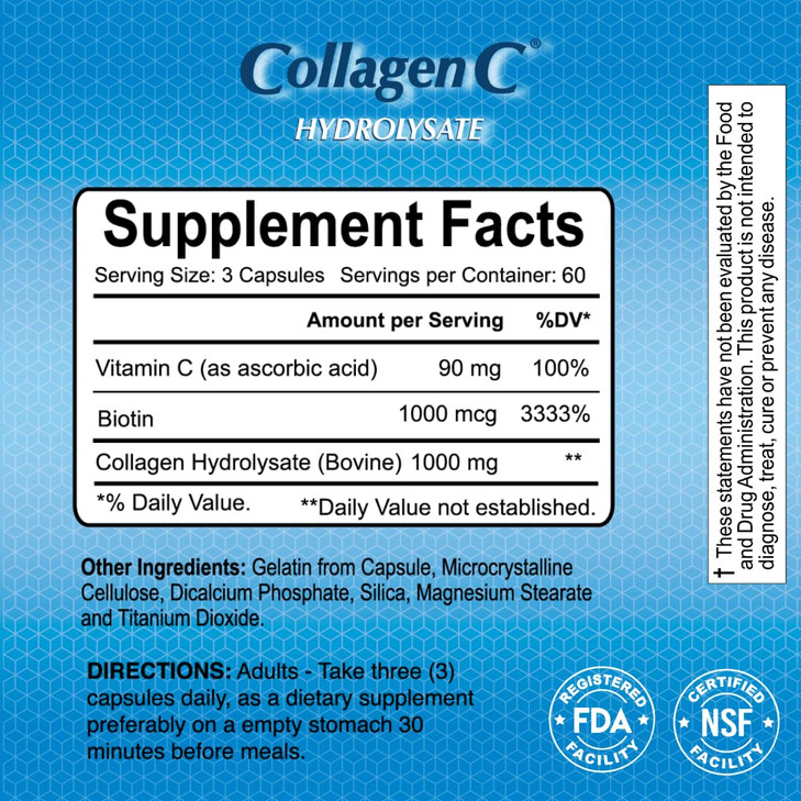 ALFA VITAMINS CollagenC Collagen Hydrolysate Capsules with Biotin