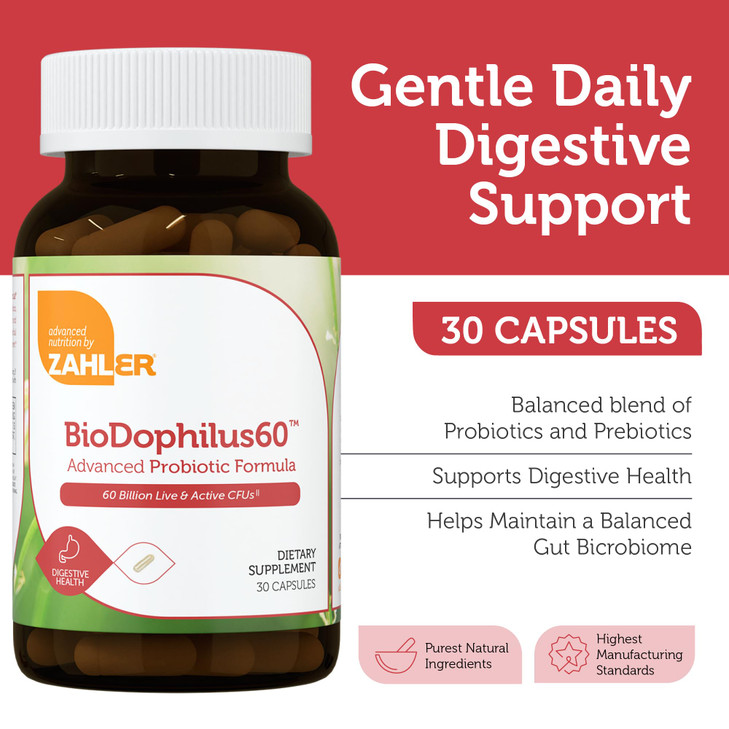 Zahler Biodophilus, 60 Billion Live Cultures Per Serving, Supports Digestive